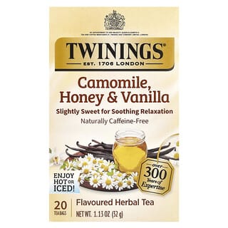 Twinings, травяной чай, ромашка, мед и ваниль, без кофеина, 20 чайных пакетиков в индивидуальной упаковке, 32 г (1,13 унции)