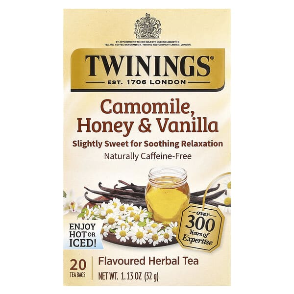 Twinings, 花草茶，甘菊，蜂蜜香草，天然不含咖啡萃取，20獨立茶包，1.13盎司（32克）