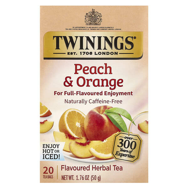 Twinings, 가향 허브차, 복숭아 및 오렌지, 카페인 무함유, 티백 20개, 50g(1.76oz)