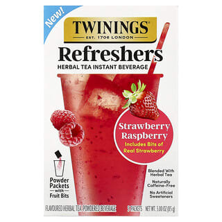 Twinings, Refreshers, Herbal Tea Instant Beverage, Kräutertee, Instant-Getränke, Erdbeer-Himbeere, koffeinfrei, 5 Päckchen, je 17 g (0,6 oz.).