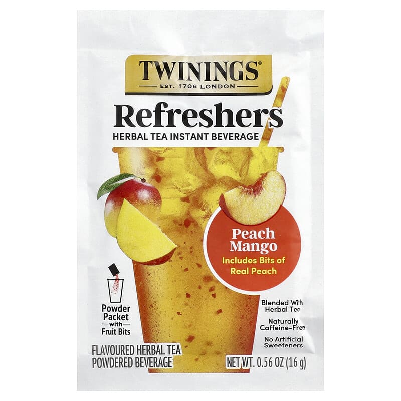 Refreshers, Herbal Tea Instant Beverage, Peach Mango, Caffeine