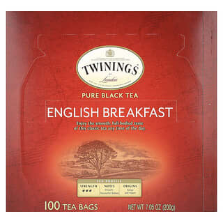 Twinings, Pure Black Tea, English Breakfast, 100 Tea Bags, 7.05 oz (200 g)