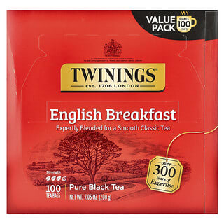 Twinings, Chá Preto Puro, Café da Manhã Inglês, 100 Saquinhos de Chá, 200 g (7,05 oz)