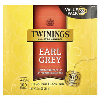 Twinings, Thé noir Earl Grey, 100 sachets de thé, 200 g