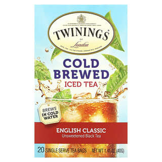 Twinings, Cold Brewed Iced Tea, Inglês Clássico, 20 Saquinhos de Chá, 1,41 oz (40 g)