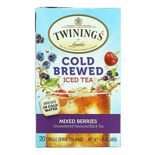 Twinings, холодный чай со льдом, несладкий черный чай, со вкусом ягод, 20 чайных пакетиков на одну порцию, 40 г (1,41 унции)