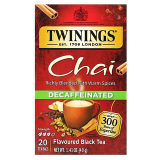 Twinings, Flavored Black Tea, Chai, Decaffeinated , 20 Tea Bags, 1.41 oz (40 g)