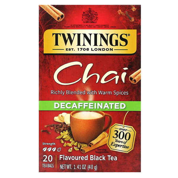 Twinings, 印度茶，無因，20 個獨立包裝茶包，1.41 盎司（40 克）