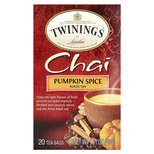 توينينغس‏, Chai، توابل اليقطين، 20 كيس شاي، 1.41 أونصة (40 جم)