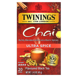 Twinings, Flavored Black Tea, Chai, Ultra Spice , 20 Tea Bags, 1.41 oz (40 g)