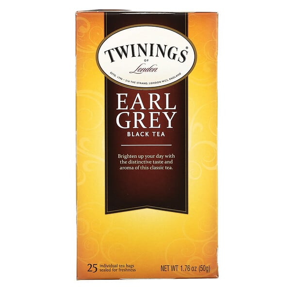 Twinings, アールグレイ紅茶、ティーバッグ25個、50g（1.76オンス）