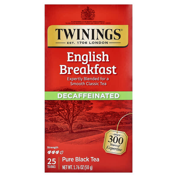 Twinings, 全紅茶，英式早餐，無咖啡萃取，25 茶包，1.76 盎司（50 克）