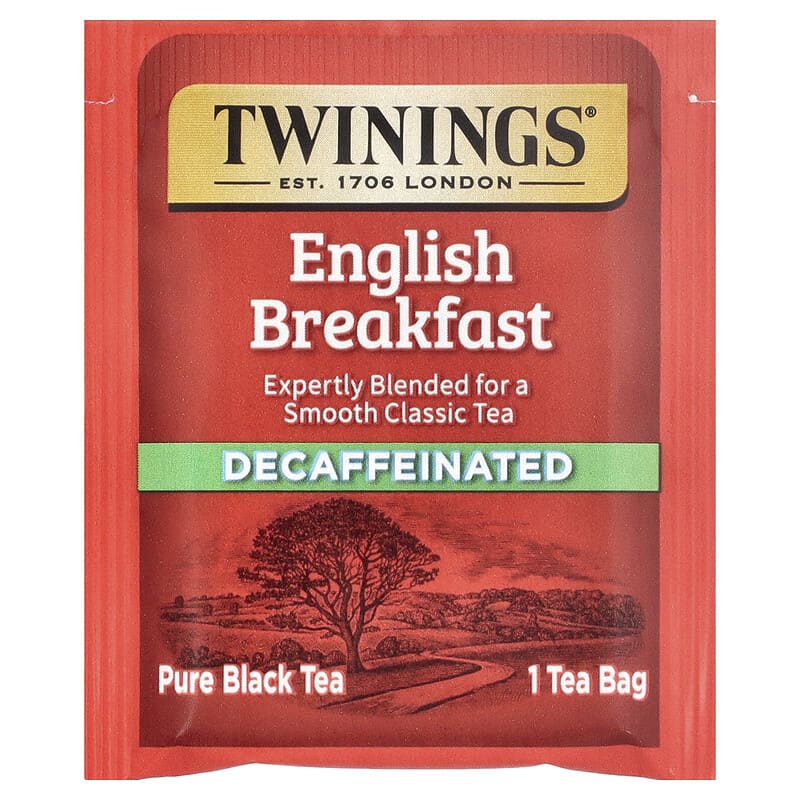 Pure Black Tea, English Breakfast, Decaffeinated, 25 Tea Bags