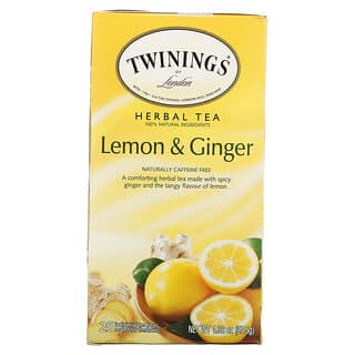 Twinings, شاي الأعشاب، الليمون والزنجبيل، خال من الكافيين، 25 كيس، 1.32 أوقية (37.5 غ)