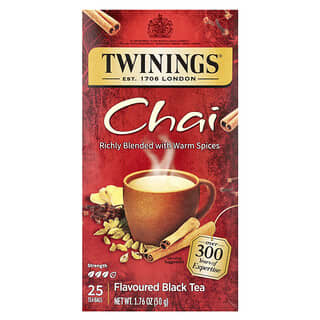 Twinings, Flavored Black Tea, Chai, 25 Tea Bags, 1.76 oz (50 g)