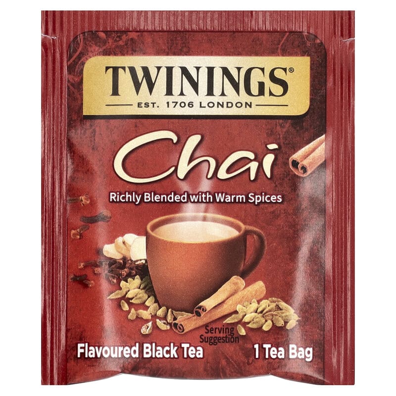 フレーバーブラックティー、チャイ、ティーバッグ25袋、50g（1.76オンス）