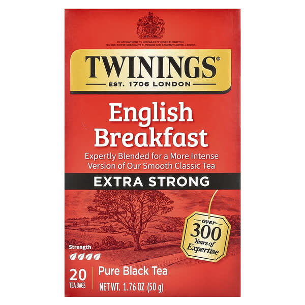 Twinings, 全紅茶，英式早餐，特濃，20 茶包，1.76 盎司（50 克）