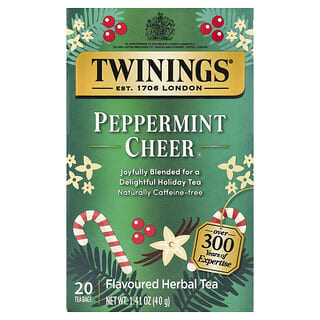 Twinings, Flavored Herbal Tea, Caffeine Free, Peppermint Cheer, 20 Tea Bags, 1.41 oz (40 g)