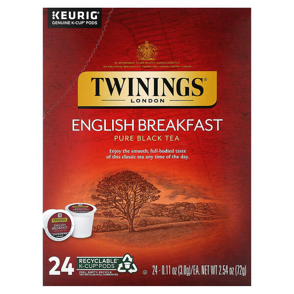Twinings, 全紅茶，英式早餐，24 杯，每杯 0.11 盎司（3 克）