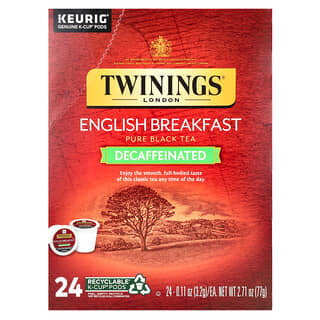 Twinings, Чистый черный чай, английский завтрак, без кофеина, 24 капсулы, по 3,2 г (0,11 унции)