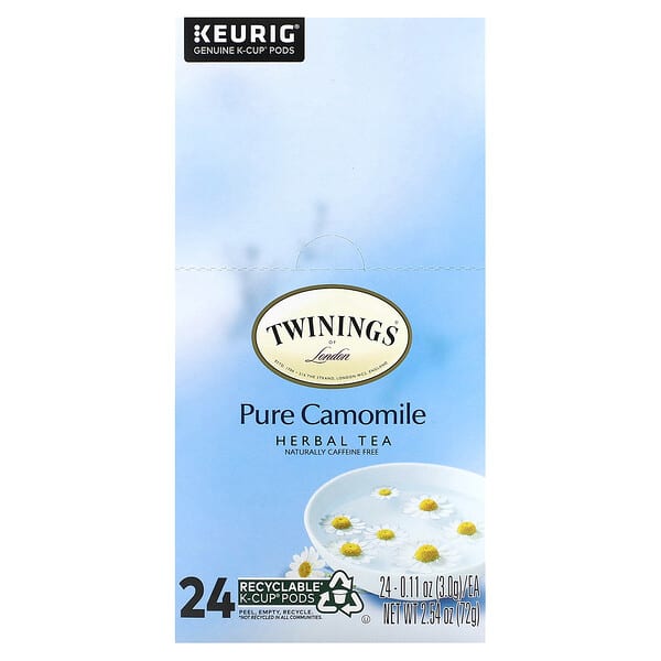 Twinings‏, Pure Camomile Herbal Tea, Caffeine Free, 24 K-Cup Pods, 0.11 oz (3 g) Each