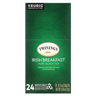 Twinings, Chá Preto Puro, Café da Manhã Irlandês, 24 Cápsulas K-Cup, 3 g (0,11 oz) Cada