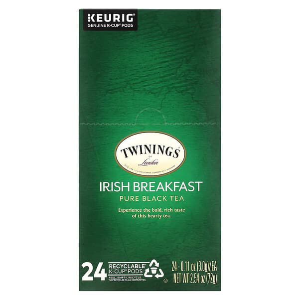 Twinings, 全紅茶，愛爾蘭早餐，24 K-Cup Pod，每份 0.11 盎司（3 克）