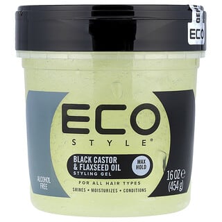 Eco Style, Styling Gel, Max Hold, All Hair Types, Black Castor & Flaxseed Oil , 16 oz (454 g)