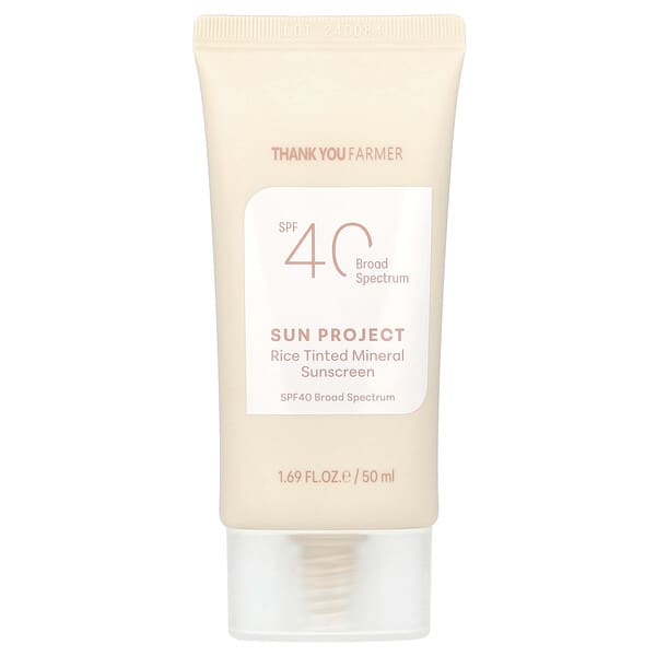 Thank You Farmer, Sun Project, 쌀 틴티드 미네랄 자외선 차단제, SPF40, 50ml(1.69fl oz)