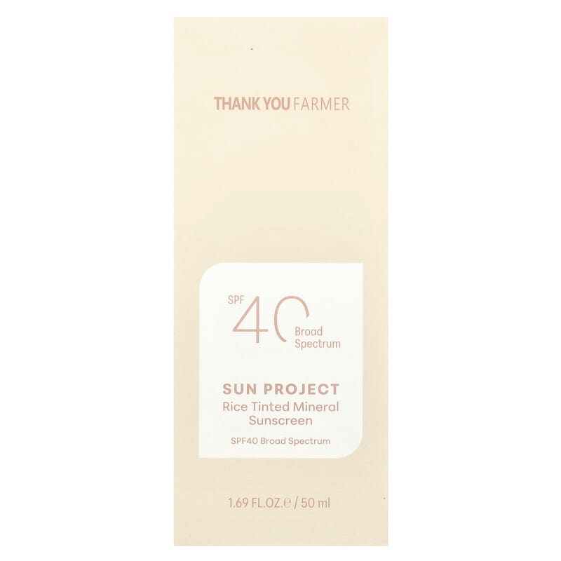 Sun Project, Rice Tinted Mineral Sunscreen, SPF40, 1.69 fl oz (50 ml)