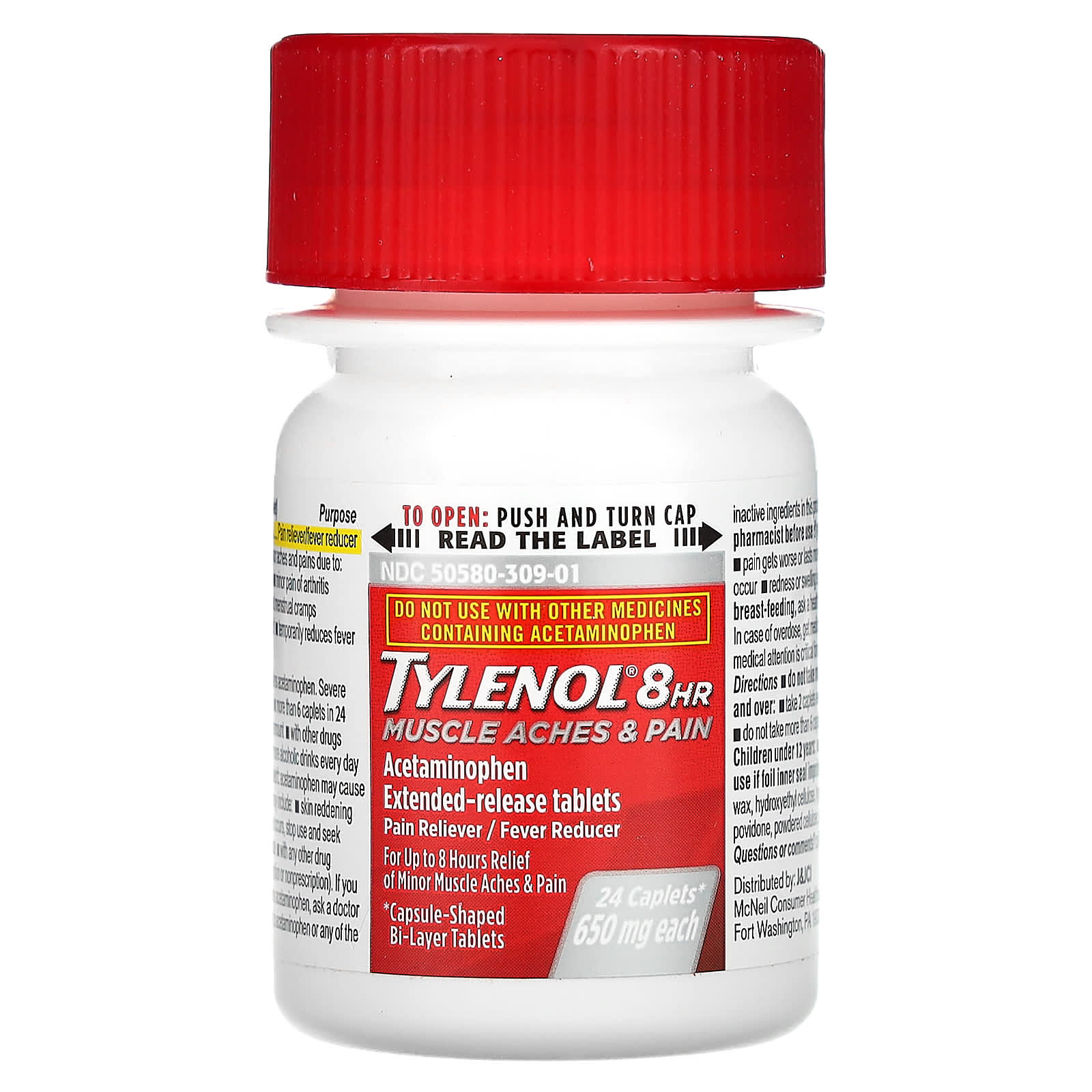 Tylenol, 8 HR Muscle Aches & Pain, 650 mg, 24 Caplets