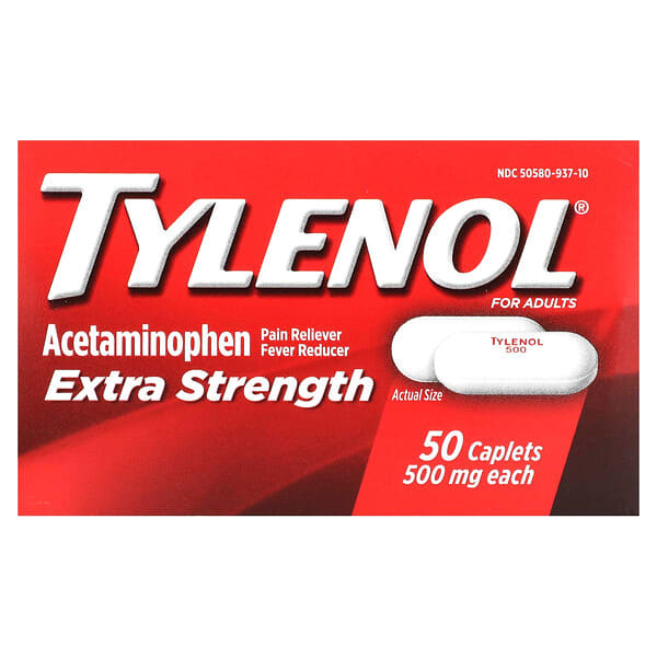 Tylenol, Extra Strength, Acetaminophen Pain Reliever Fever Reducer For