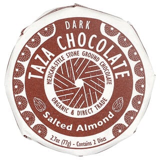 Taza Chocolate, Dark Chocolate Disc, Dunkle Schokoladenscheibe, Salzmandel, 2 Scheiben, 77 g (2,7 oz.)