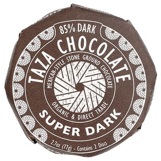 Taza Chocolate, Disco al cioccolato fondente, super fondente, 2 dischi, 77 g