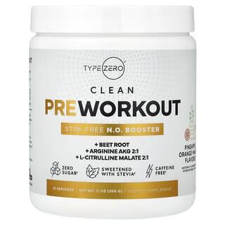 TypeZero, Clean Pre Workout, Stim-mentes NO Booster, ananász narancssárga mangó, 10,9 uncia (309 g)