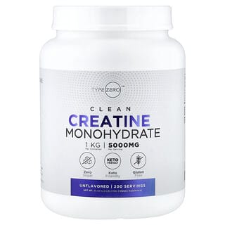 TypeZero, Limpio, Monohidrato de creatina, Sin sabor, 5000 mg, 1 kg (35 oz)