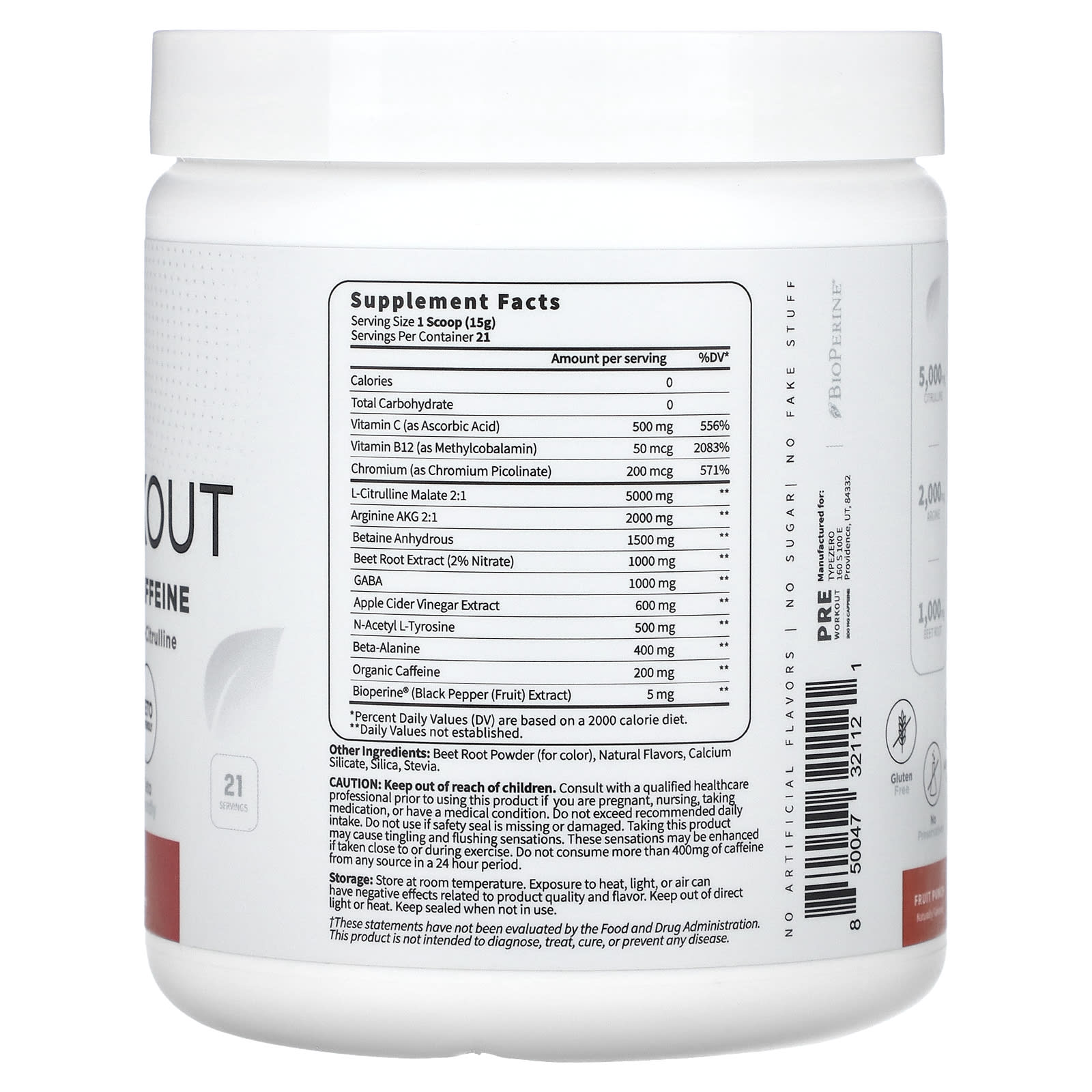 TypeZero, Clean Pre Workout, Fruit Punch, 11.3 oz (319 g)