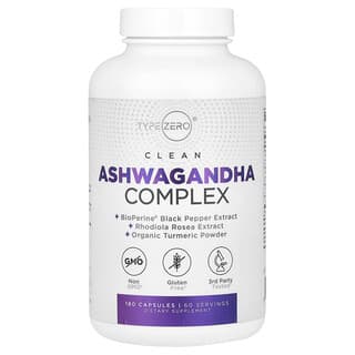 TypeZero, Clean, Ashwagandha Complex, 180 Capsules