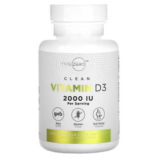 TypeZero, Clean, Vitamina D3, 2000 UI, 240 cápsulas blandas