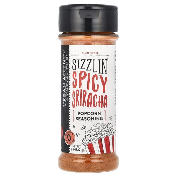 Urban Accents, 팝콘 시즈닝, 시즐링 스파이시 스리라차, 71g(2.5oz)