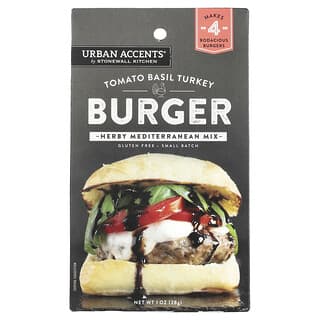 Urban Accents, Hamburguesa de pavo con tomate y albahaca, Mezcla de hierbas mediterráneas, 28 g (1 oz)