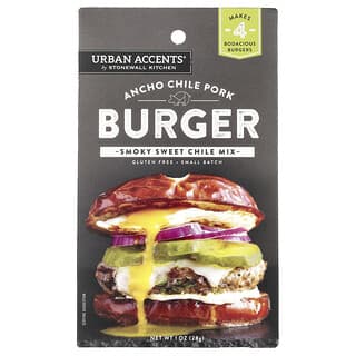 Urban Accents, Hamburguesa de cerdo con chile ancho, mezcla de chile dulce ahumado, 28 g (1 oz)