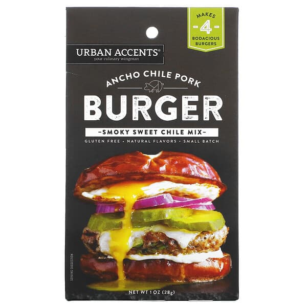 Urban Accents, Ancho Chile Pork Burger, Smoky Sweet Chile Mix, 28 g (1 oz.)