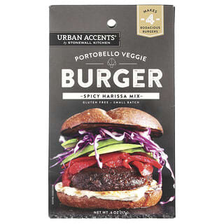 Urban Accents, Hamburguesa vegetal con portobello, Mezcla de harissa picante, 17 g (0,6 oz)