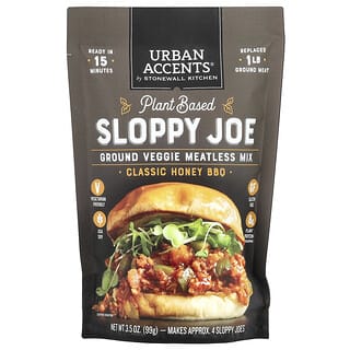 Urban Accents, Plant Based Sloppy Joe, Ground Veggie Meatless Mix, Classic Honey BBQ, 3.5 oz (99 g)