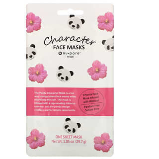 Nu-Pore, Mascarilla facial Character Beauty, Panda, hibisco, 1 lámina, 29,7 g (1,05 oz)