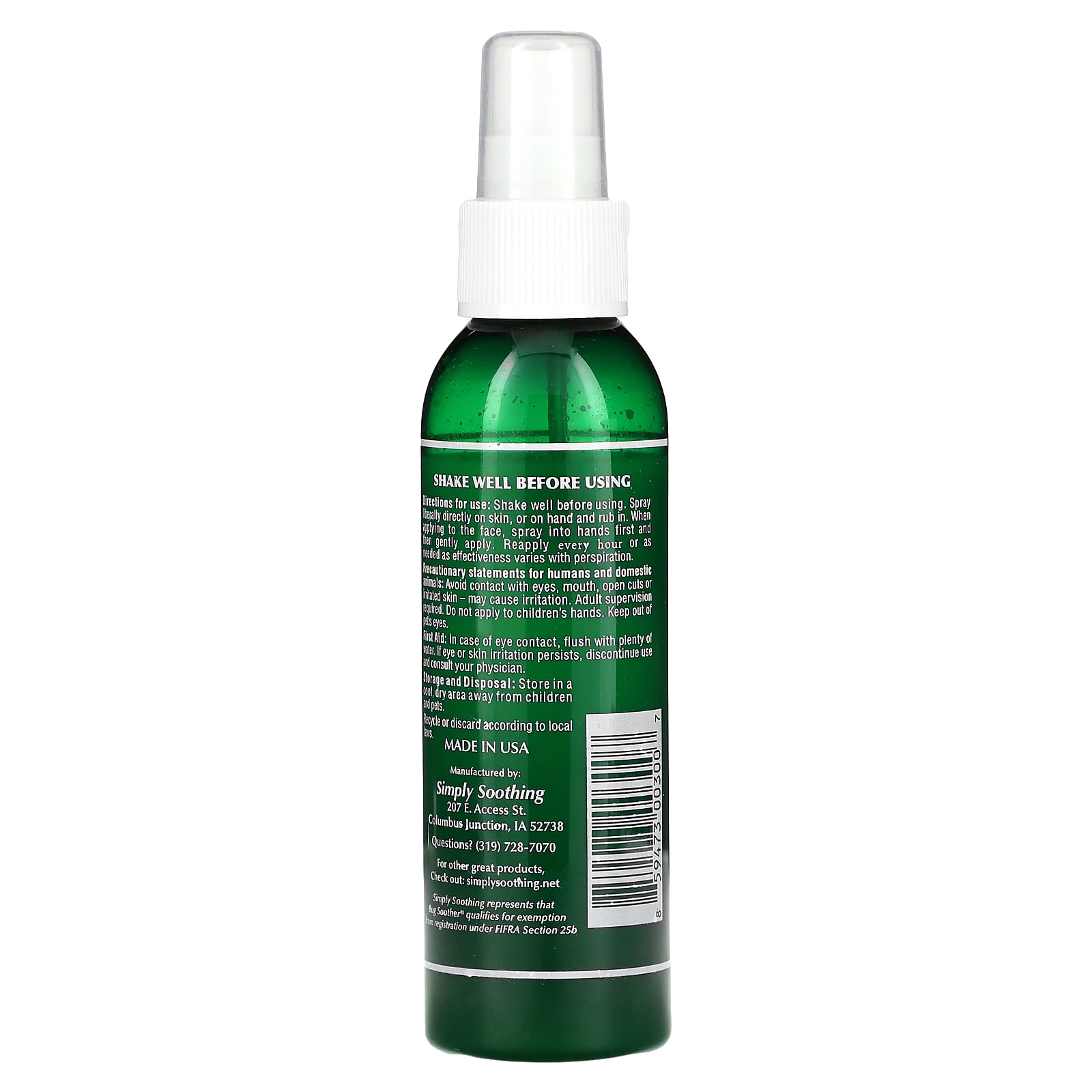 Bug Soother, Bug Soother Insect Repellent, Lemongrass Oil, 4 fl oz (118 ml)