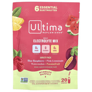 Ultima Replenisher, 6 Eletrólitos Essenciais, Mistura Diária de Eletrólitos, Embalagem Variada, 20 Pacotes