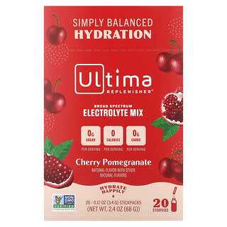 Ultima Replenisher, 电解质粉，樱桃石榴味，20 袋，每袋 0.12 盎司（3.4 克）