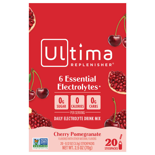 Ultima Replenisher, 電解質粉，櫻桃石榴味，20 袋，每袋 0.12 盎司（3.4 克）